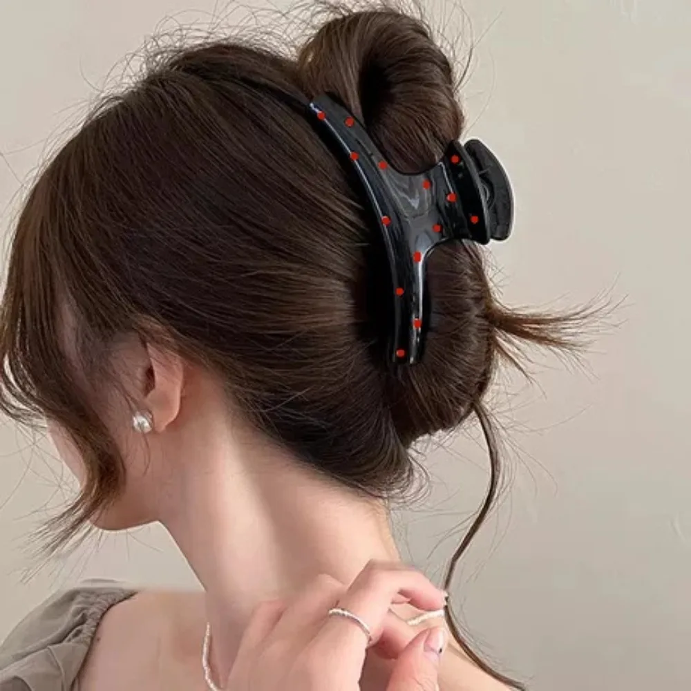 New Creative Headwear Korean Acrylic Dragon Bone Shark Hair Claw French Style Polka Point Arc Back of Head Hair Accessories view 3