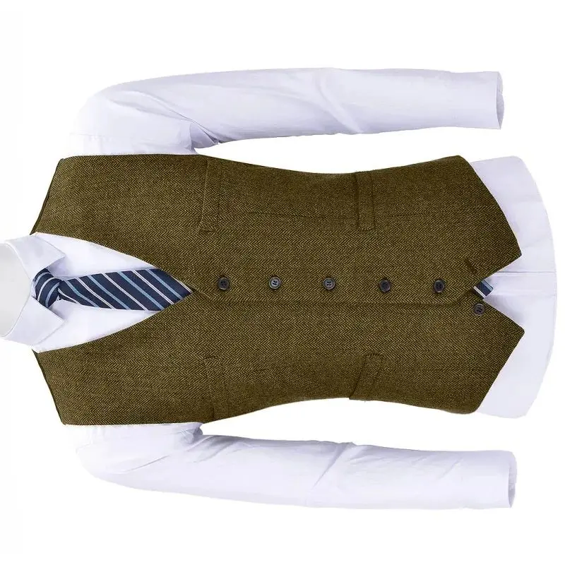 

Men Vest Brown Herringbone Solid Single Button Waistcoat For Wedding Groom Business Banquet Work Men Suit Vest