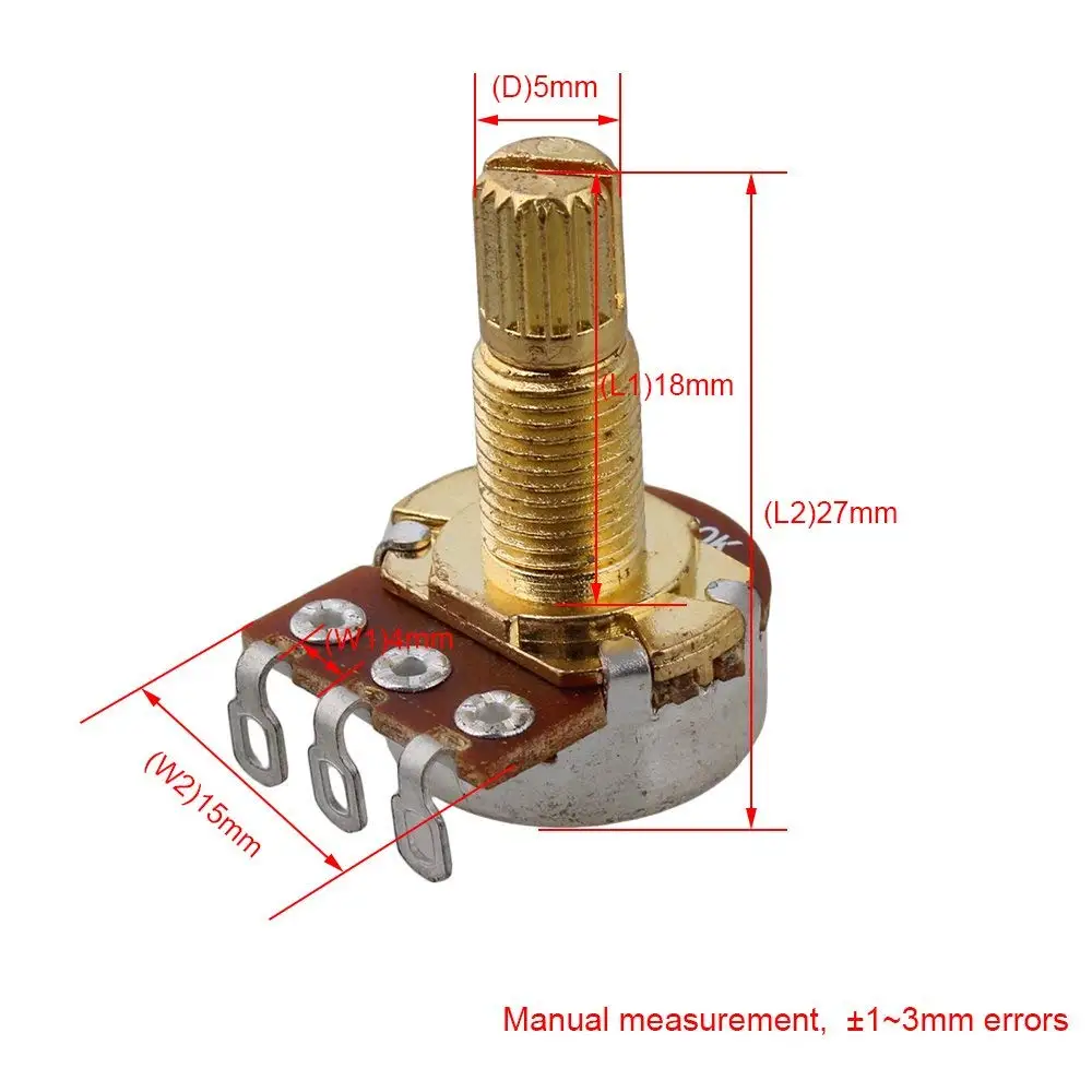 Guitar Potentiometer B500k With 16mm Base Diameter Guitar Volume Switch Pots Pack of 5