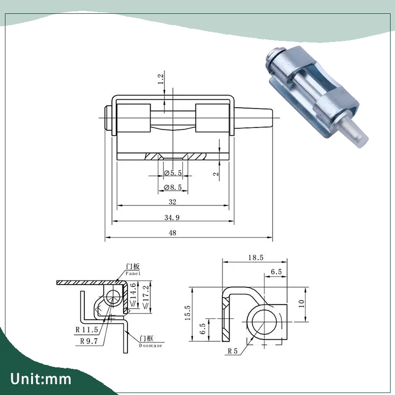 10pcs Removable Concealed Iron Hinge for Electrical Cabinet Door Industrial Distribution Box Automation Equipment Transport