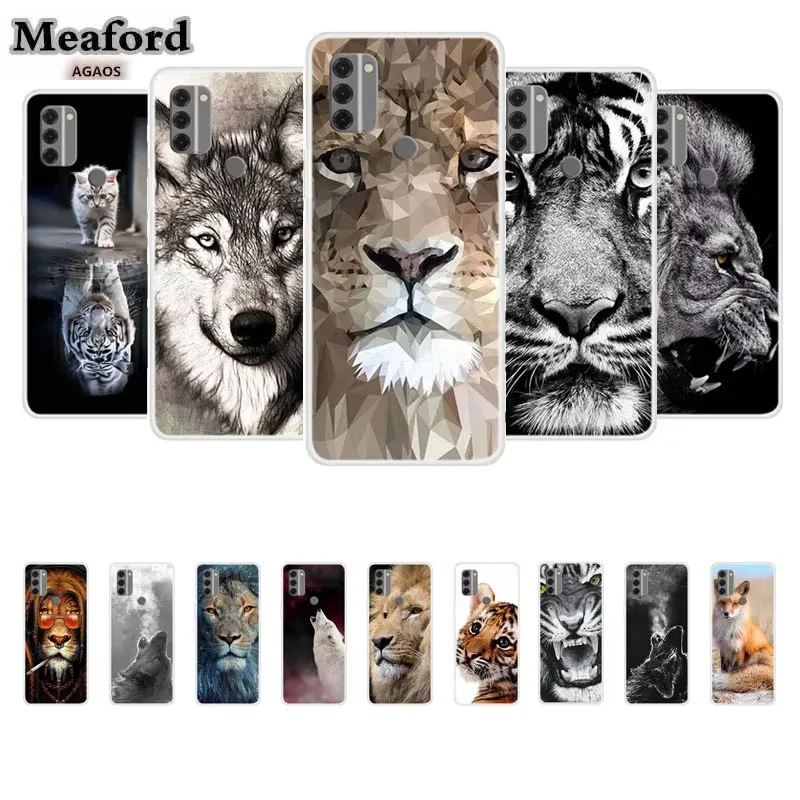 For Nokia C31 C 31 Case Animal Soft Silicone TPU Phone Back Clear Cover Transparent Coque Shockproof NokiaC31 Wolf Bumper Funda