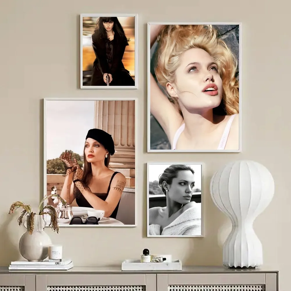 Angelina Jolie Sexy Hot Movie Star Posters Stickers Living Room Bedroom Entrance Cafe Wall Art Decoration Painting Room Decor