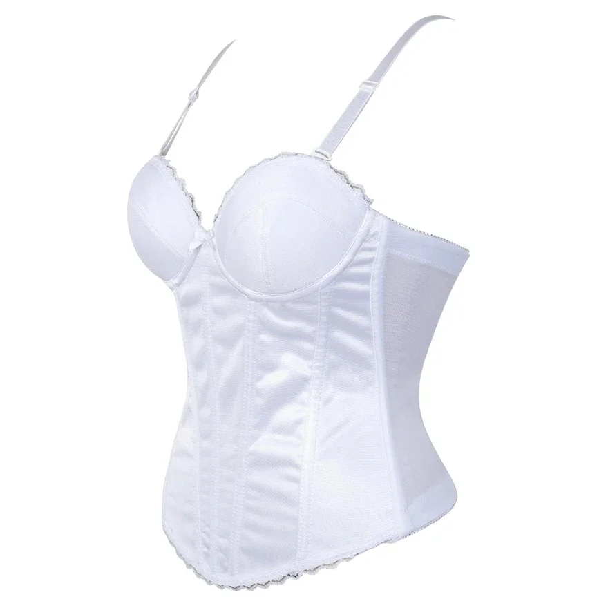 Women Bridal Corset Bustiers Top with Adjustable Straps Shapewear Wedding Lingerie White Black