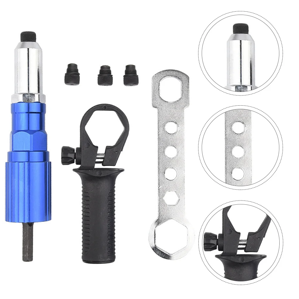 1Set Electric Rivet Adapter Aluminum Alloy Drill Adapter Cordless Riveter Tool for Door Window Automotive Air Conditioning
