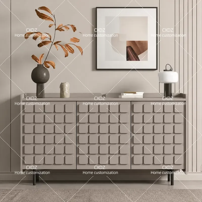 Italian Paint Dining Side Cabinet Home Light Luxury Porch Cabinet Multi Functional Living Room Storage Locker Solid Wood