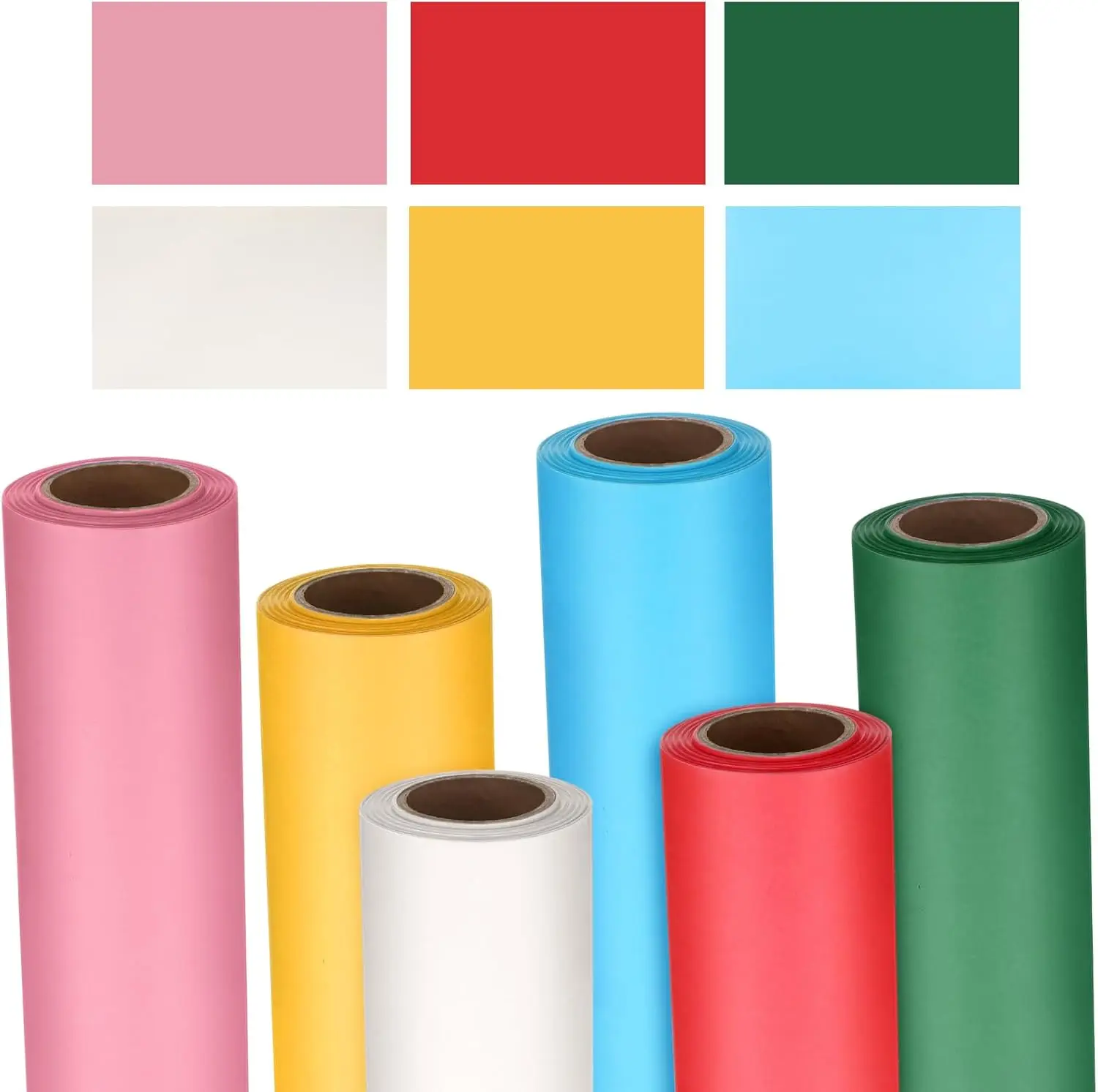 

6 Pack Colored Bulletin Board Paper Roll, 19.7" x 50' Fade Resistant for DIY Craft, Gift Wrapping, Classroom Decor