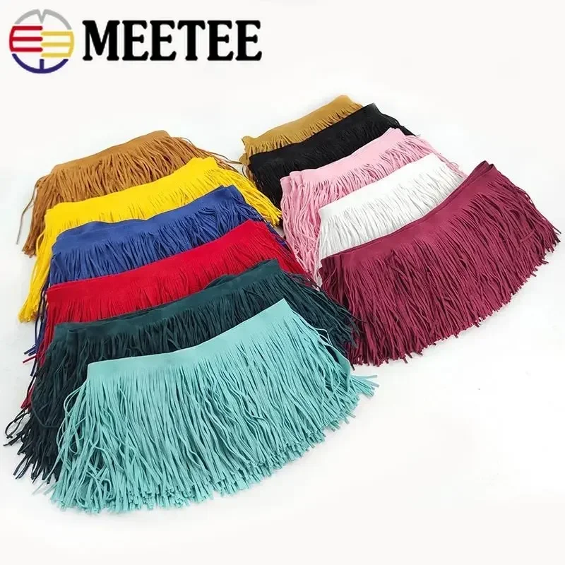 2Meters Meetee 10-30cmx3mm Leather Suede Tassel Fringe Lace Ribbon for Handbag Clothing Dresses Decor DIY Sewing Accessories