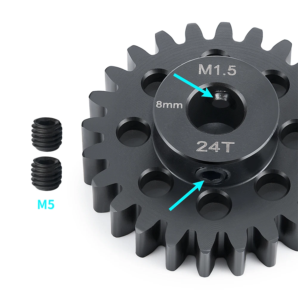 TRINOOD 1 Stück M1,5 Stahl-Motorgetriebe Ritzel 8 mm 24 Zähne 25 Zähne 26 Zähne 27 Zähne 30 Zähne für 1/5 X-MAXX, 1/10 E-REVO RC Buggy Truck Teile – Detail 5