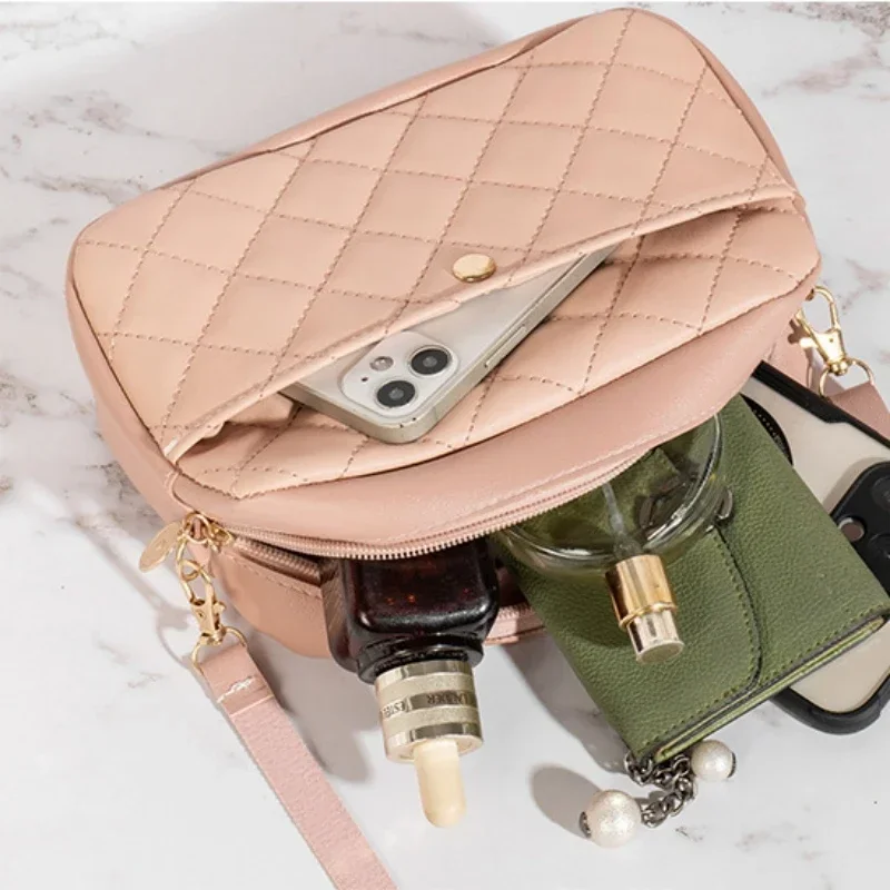 Rhombus Embroidery Shoulder Bag Women'S Personalized Fashion Crossbody Bag Ladies Camera Phone Purse Clutch Messenger Bag