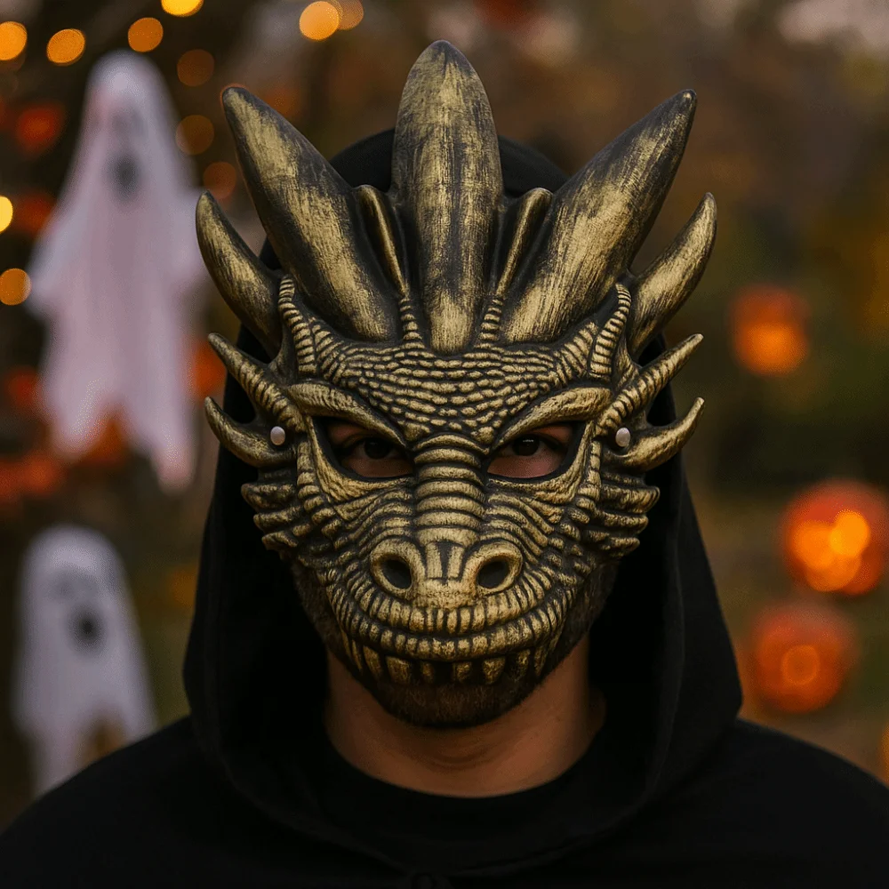 

Creative Plastic Dragon Head Mask Animal Cosplay Accessories Halloween Mask Full Face Dress Up Props Masquerade Mask Women