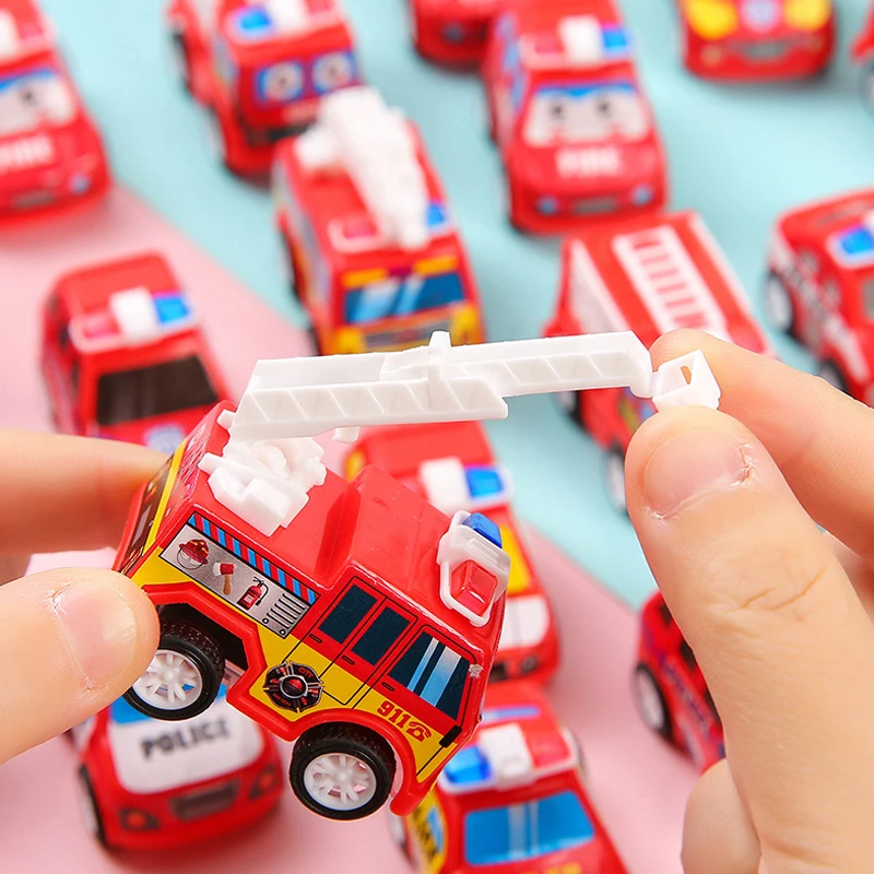 10Pcs Mini Fire Rescue Truck Vehicle Pull Back Cars Toys for Kids Birthday Party Favors Children\'s Gifts Prizes Goodie Fillers