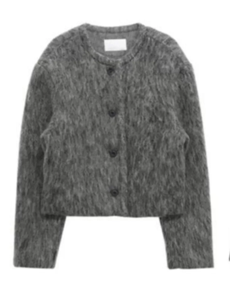 Chique redondo Ne Thiened Terno de Lã Quente Jaet Feminino Faionable Casacos de Inverno Aconchegante Plu Sle Commute Vento