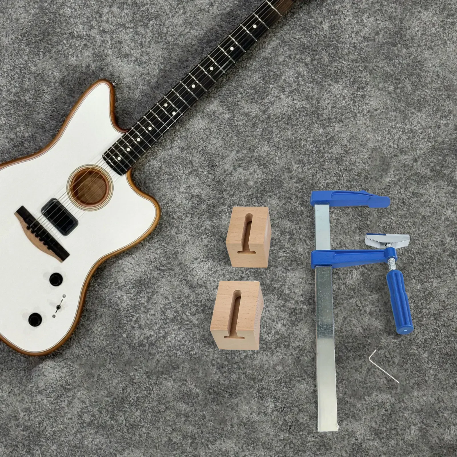 Bass Guitar Fingerboard Press Tool Set Luthier Tool for Fret Seating and Leveling Includes Wood Blocks Metal Plastic Components