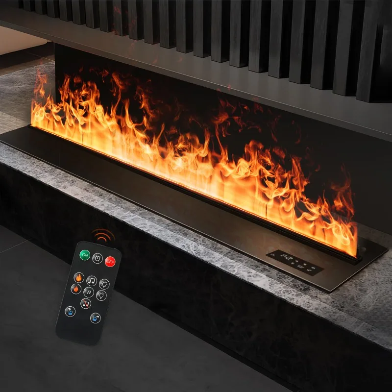 European Embedded Electric Fireplace Smart 3D Atomizing Humidifier LED Simulated Flame  Decorative Infrared Remote Control