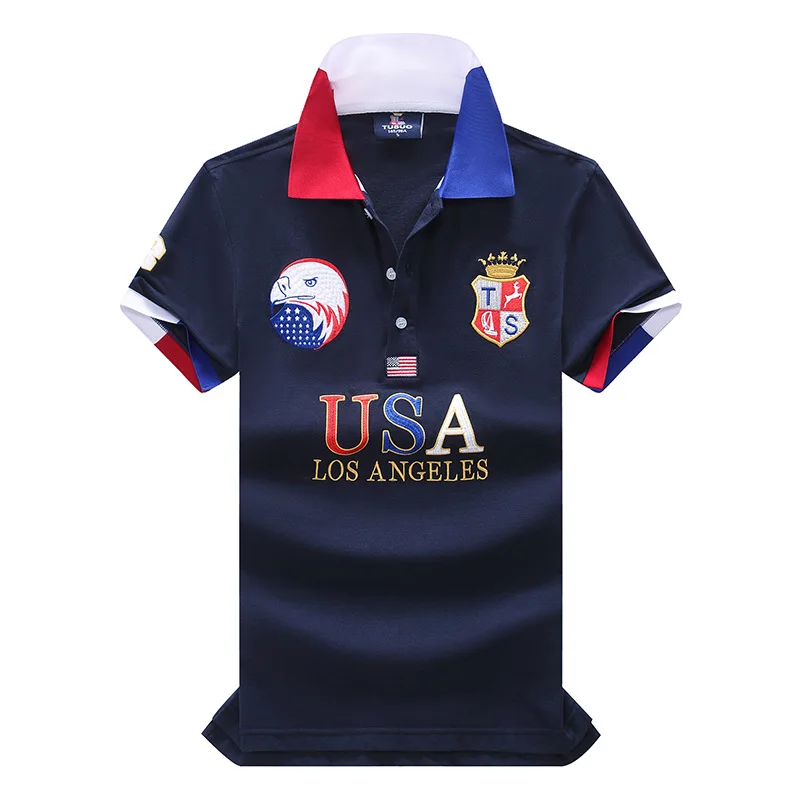 New Arrivals Polo Shirt Men Short Sleeved California of USA Embroidery White Eagle Golf Wear Collar T-shirt Plus US Size XS-7XL