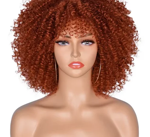 Kurze Haare Afro verworrene lockige Perücken mit Pony für schwarze Frauen afrikanische synthetische Ombre Cosplay natürliche blonde lila Perücke