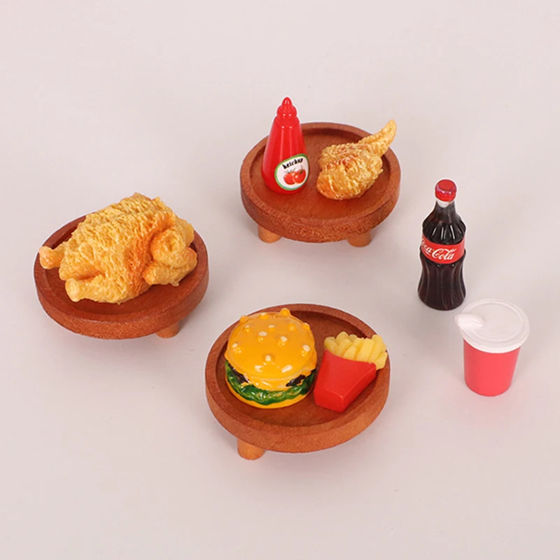 1 قطعة دمية محاكاة مصغرة خشبية صينية مستديرة نموذج 1/12 دمى صغيرة منزل أثاث المطبخ اكسسوارات الديكور