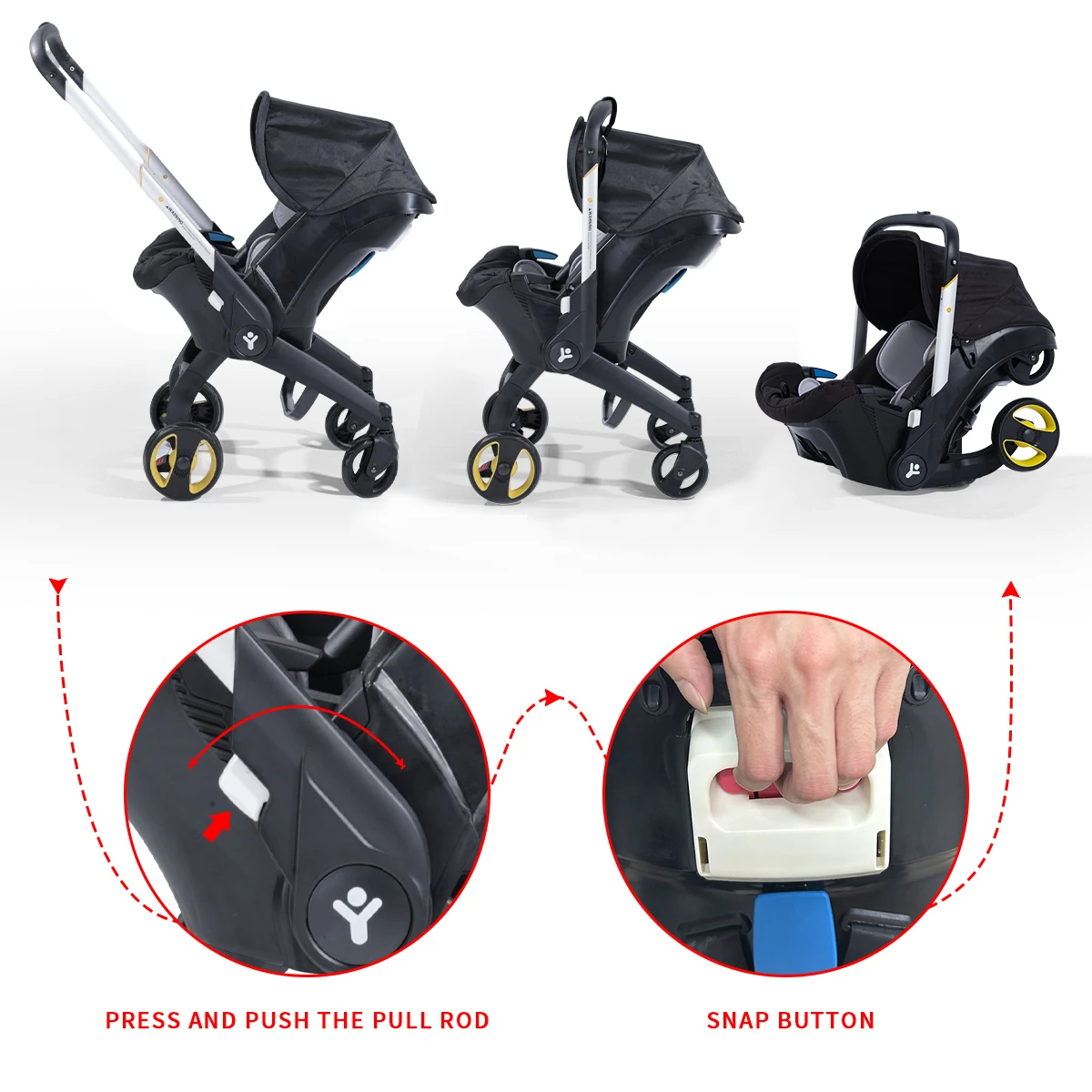 Portable two-way baby stroller, foldable newborn stroller, lightweight outdoor travel stroller, suitable for 0-3 years old