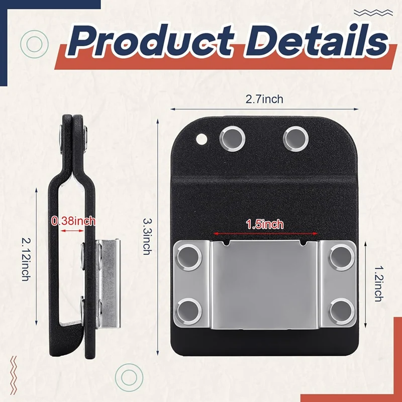 3 Pcs Tape Measure-Holder Set Clip Low Profile Drill -Match Any Kinds -with Clip for Tool Bags Pockets-A63M