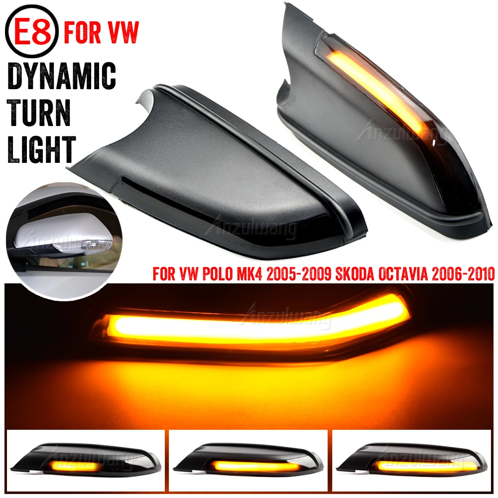 

LED Dynamic Turn Signal Light For VW Polo MK4 9N 2005-2009 For Skoda Octavia MK2 1Z 2004-2010 Rearview Mirror Lamp Indicator