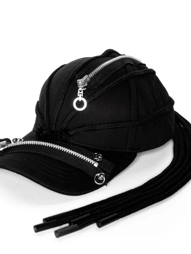 

Dark Avant-Garde Style Techwear Punk High Street Hip Hop Braid Black Peaked Cap Hat High Quality