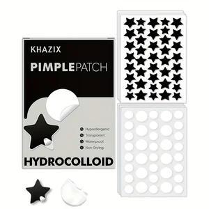 120PCS+108PCS Black stars + transparent acne patch, facial blemish covering acne patch, suitable for various social occasions