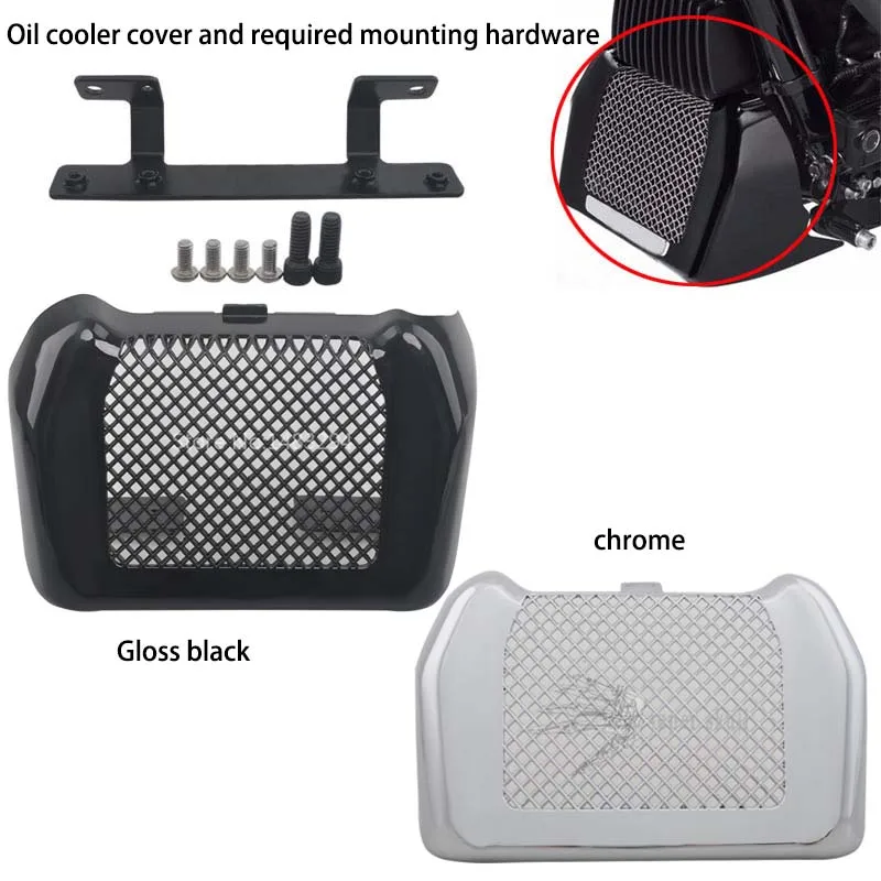Oil Cooler Cover /Mounting Hardware Gloss black ABS plastic For Harley Touring Road Glide FLTRX  2017 2018 2019 2020 Motorcycle
