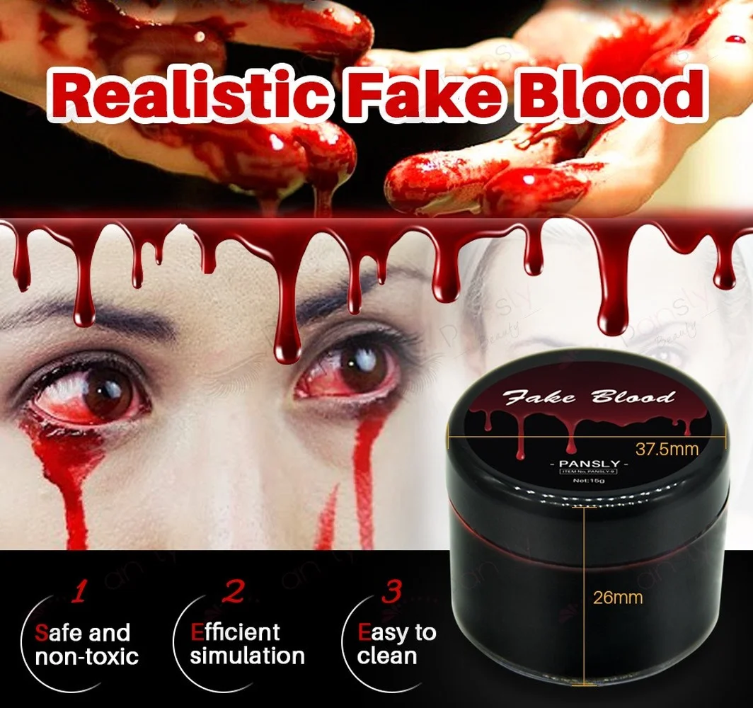 1 Bottle Body Paint Fake Blood Face Make Up Scary Halloween Wound Bruises Fake Scars for Cosplay Makeup Fancy Carnival Party 15g