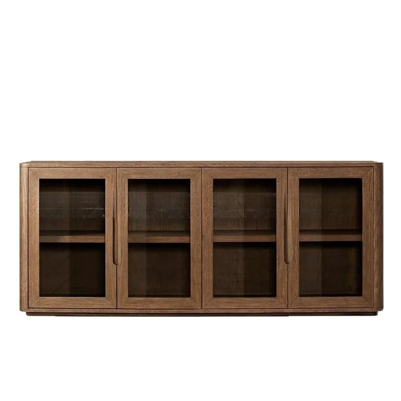 

#Solid wood dining side cabinet, modern simple storage, double door four door retro wall tea cabinet furniture