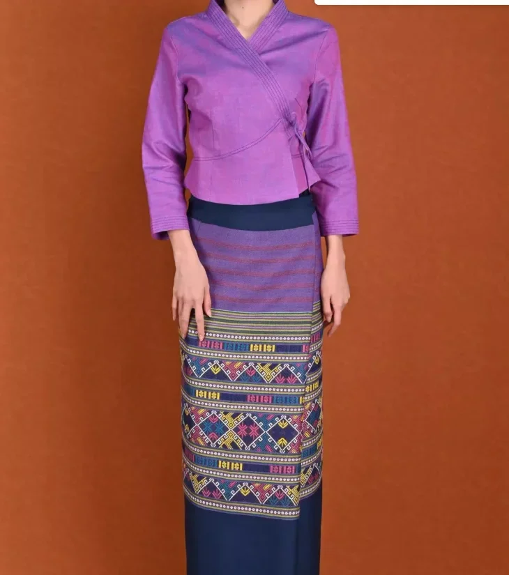 Chinese Dai Ethnic Style Clothing Slim Fitting Chinese Tea Clothing