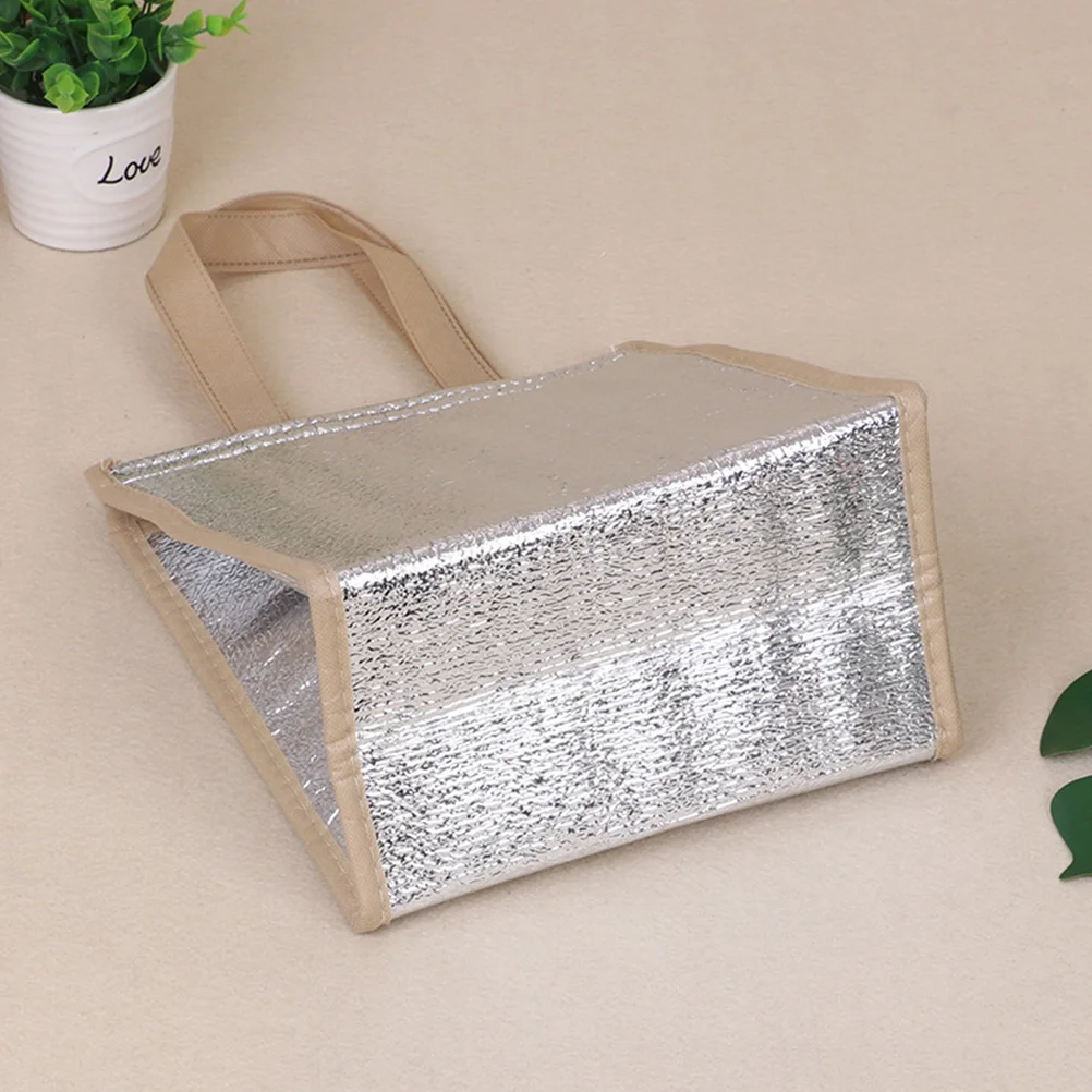 

5pcs Large Capacity Insulated For Food Delivery Collapsible Thermal Storage Portable Lunch Bag Picnic Outdoor Travel Use Pearl