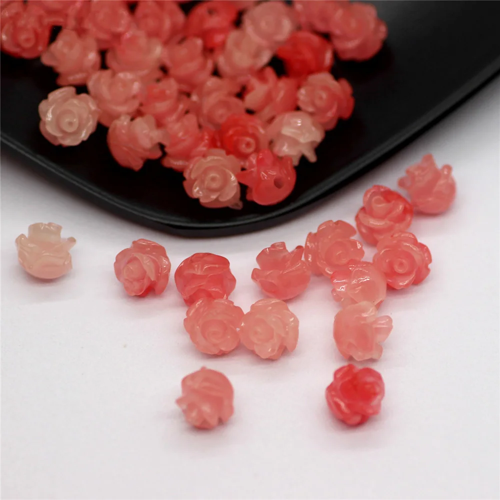 20PCS/Lot 6mm Mini Rose Beads Shell Powder Spacer Beads Loose DIY Necklace Bracelet Hair Jewelry Making Accessories