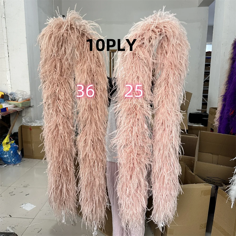 

1/1.5/2/3/4M Ostrich Feather Boa Carnival Party Dress Decorations Accessories Feathers Handcrafts 10PLY ostrich feather boa pink