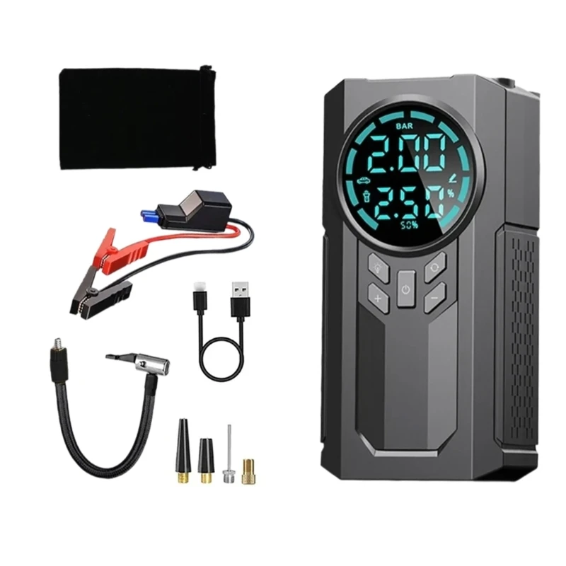 Tire Inflator 12V Car Jump Starter Air Compressor for Car Tires Balloons with Digital Pressure Gauge