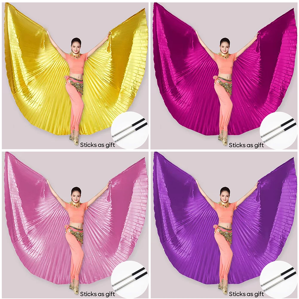 New Belly Dance Props Multi Color Wings Stage Show Accessories Gold & Multi Color Options Egyptian Alas Isis Wings With Sticks