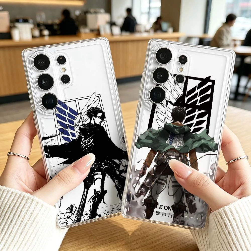 Attack On Titan Anime Cute Cover For Samsung Galaxy S26 S25 S24 S23 S22 S21 S20 Ultra Plus FE Pro 5G Transparent Phone Case