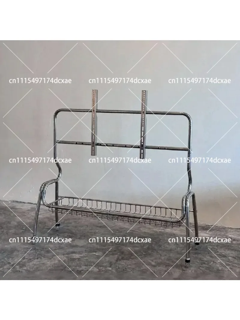 Stainless Steel Mobile TV Cart Stand for 32-70 Inch Screens, Adjustable Height, Living Room Floor Rack
