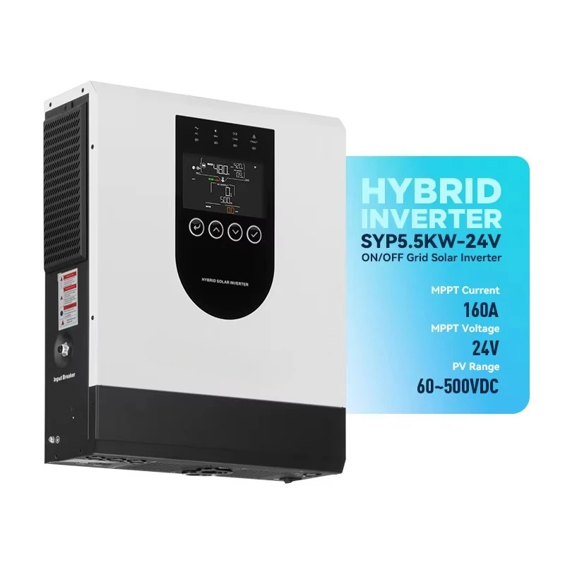 SOLAR SYP5KW-24V 98% Efficient 5-5.5kW Grid Hybrid Solar Inverter Built-in 160A MPPT Controller for 24V