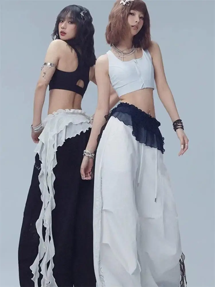 

Женская юбка Me длиной до джазового танца с кисточками на талии, нерегулярные кружевные танцевальные аксессуары, юбки с поясом, дизайн Sli Overlap