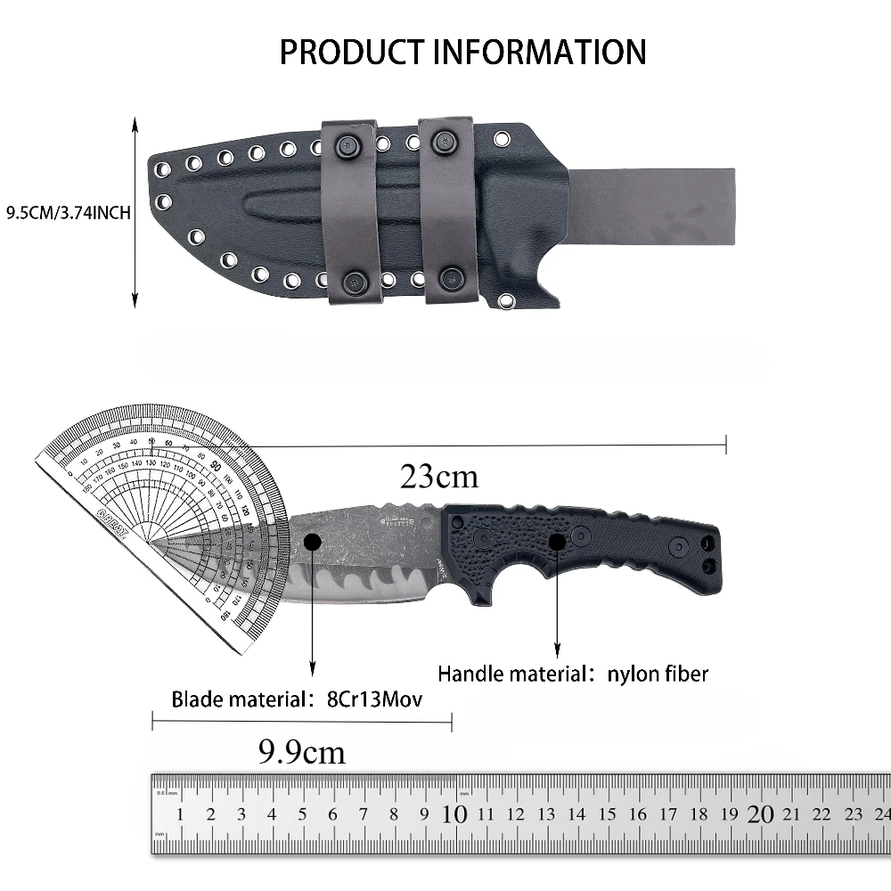 M27N سكينة سرفايفل التكتيكية 8Cr13Mov مقبض ألياف النايلون مناسبة للصيد في الهواء الطلق والتخييم سكاكين الرجال الثقيلة #6