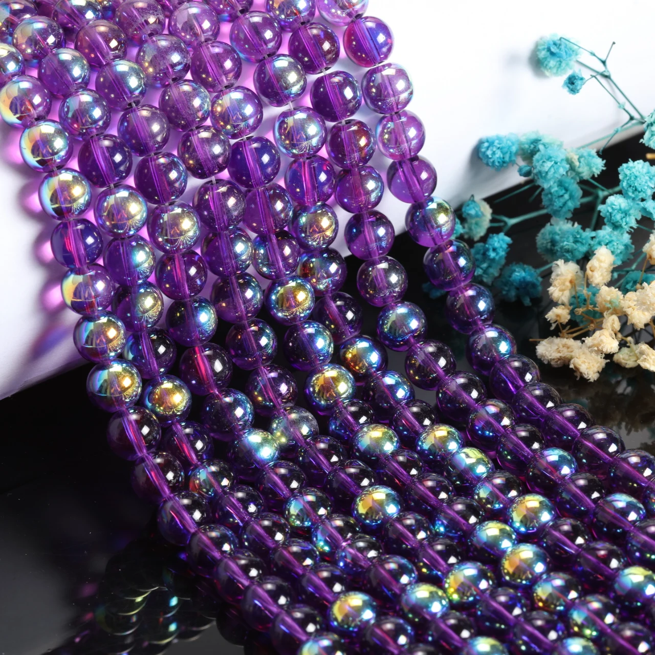 10mm 10pcs Deep Sea Blue AB Color Glass Beads Round Loose Beads Handmade DIY Jewelry Bracelet Earring Necklace Supplies