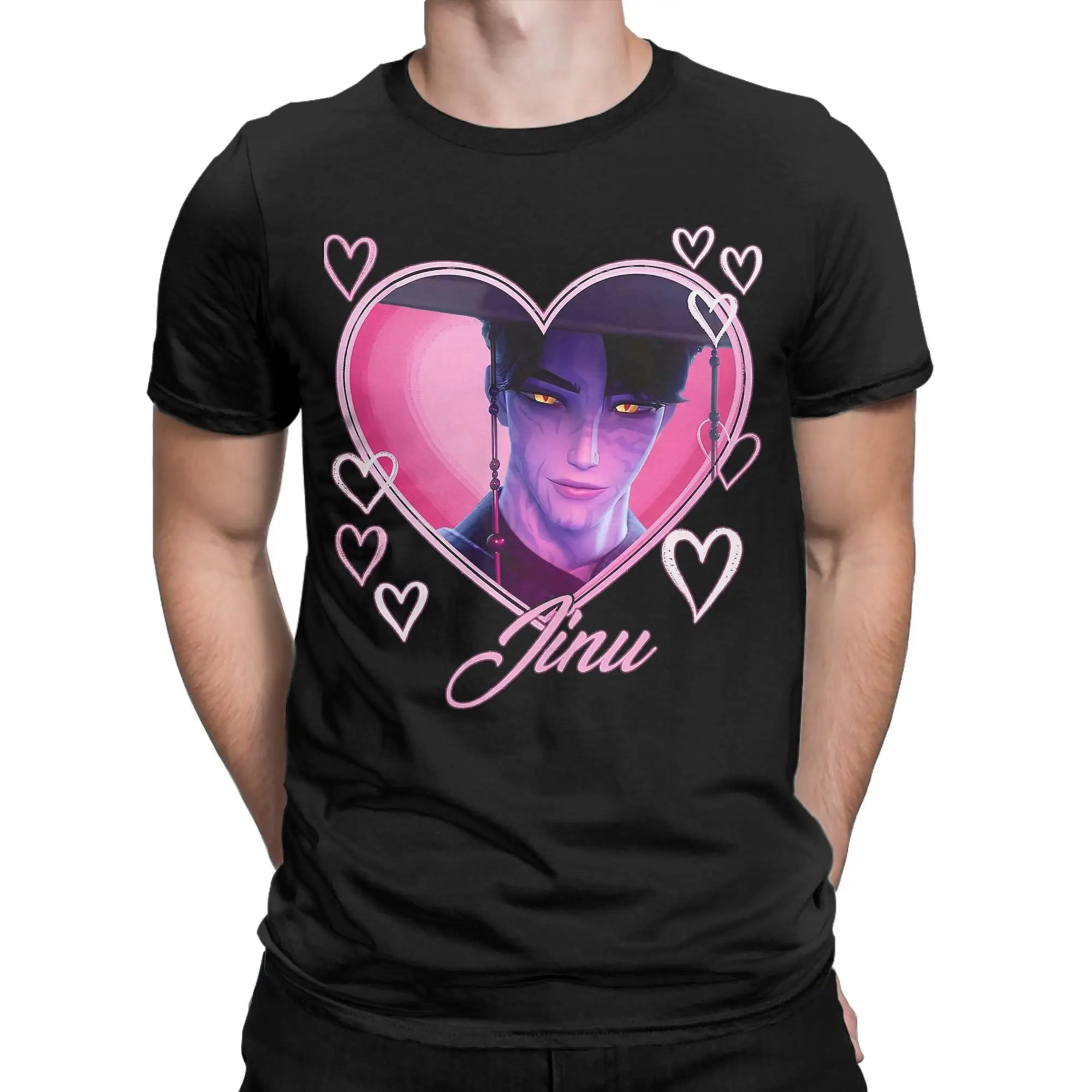 موضة Jinu القلب KPOP شيطان الصيادين قميص الانمي للرجال Crewneck القطن تي شيرت قصير الأكمام تي شيرت هدية فكرة الملابس