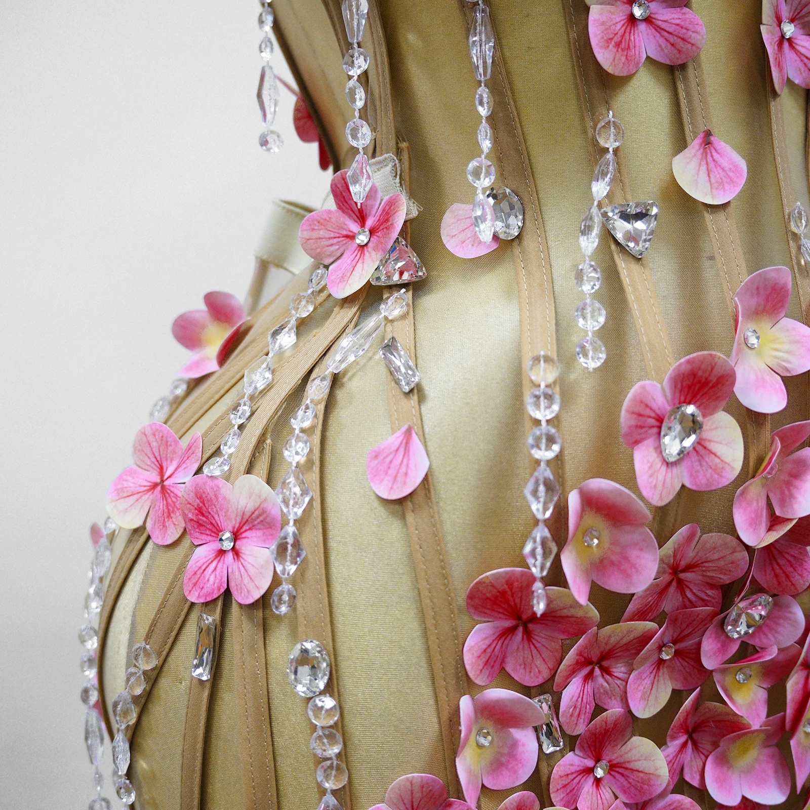 Luxurious Ladies Dinner Party Club Birthday Dress Pink Pearl Flower Sexy See-through Mini Skirt Nightclub Shooting Stage Outfit - view 6