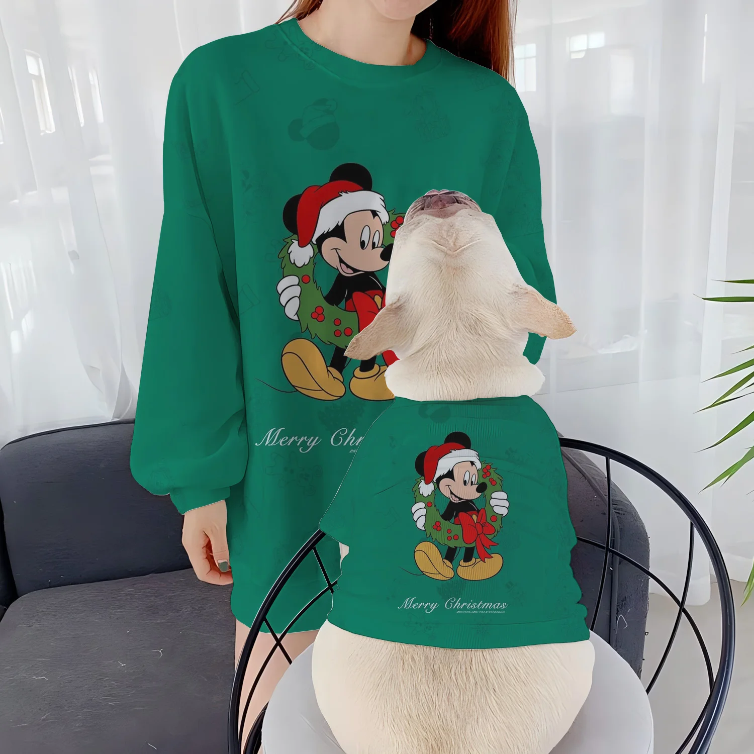 Disney Women Clothing Casual Sweatshirts Autumn Winter Puppy Long Sleeve Minnie Mouse Women's Mickey Pullover Pet Round Neck Dog