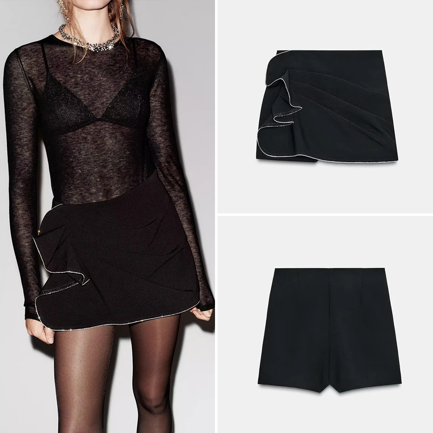 

Faionable ort iny Beaded Pleated Skirt Pants Women's Autumn 2025 Z All-Match l Waist ort Length