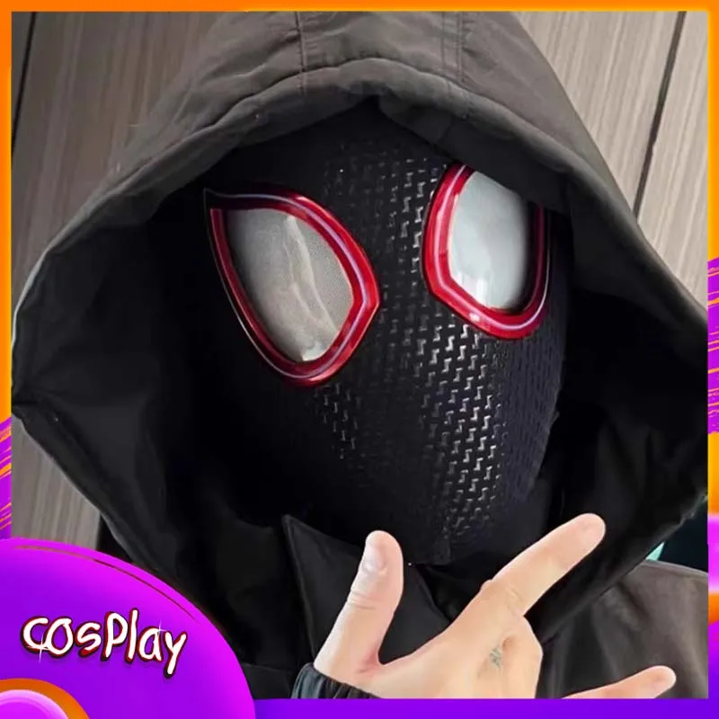

Майлз Человек-Паук Cos Маска с электрическими мигающими глазами с кольцом Дистанционное управление Хэллоуин Вечеринки Карнавальный реквизит Костюмы для косплея