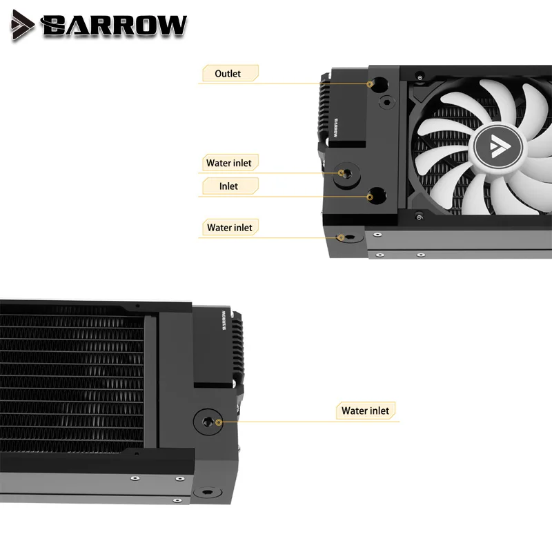 BARROW 240mm Radiator+17W PWM Pump+Fan Integrated  ITX Case Integration Solution Copper Water Discharge Liquid Heat Exchanger
