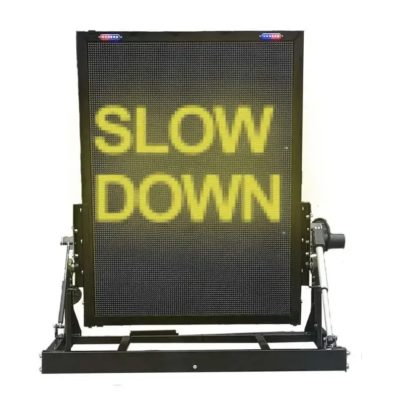 Vehicle-mounted folding electric push rod traffic information LED display, traffic guidance vehicle screen
