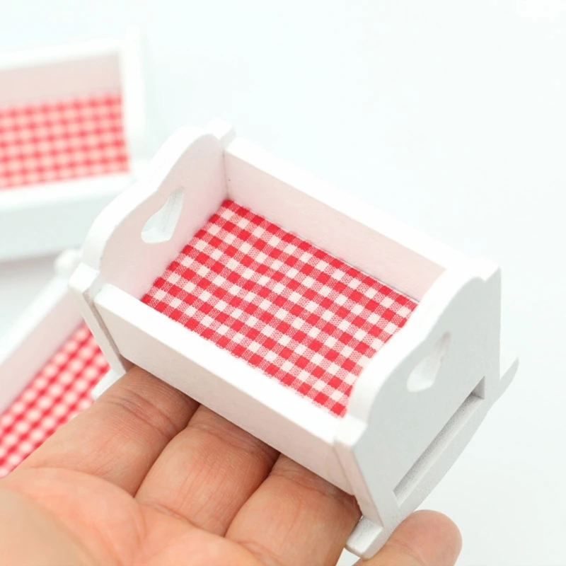 

Miniature Rocking Cradle With Swing Motion Realistic Furniture For 1/12 Dollhouses Scene Display Craft Project Decoration