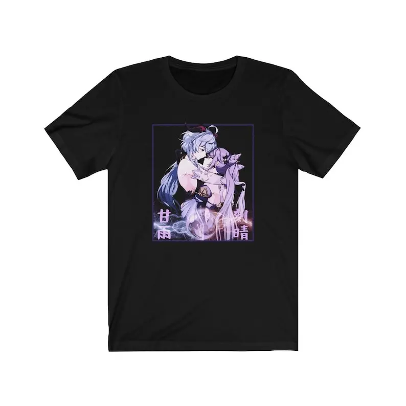 Ganyu Keqing Genshin Impact Aesthetic Anime Vaporwave Unisex Jersey Short Sleeve Tee